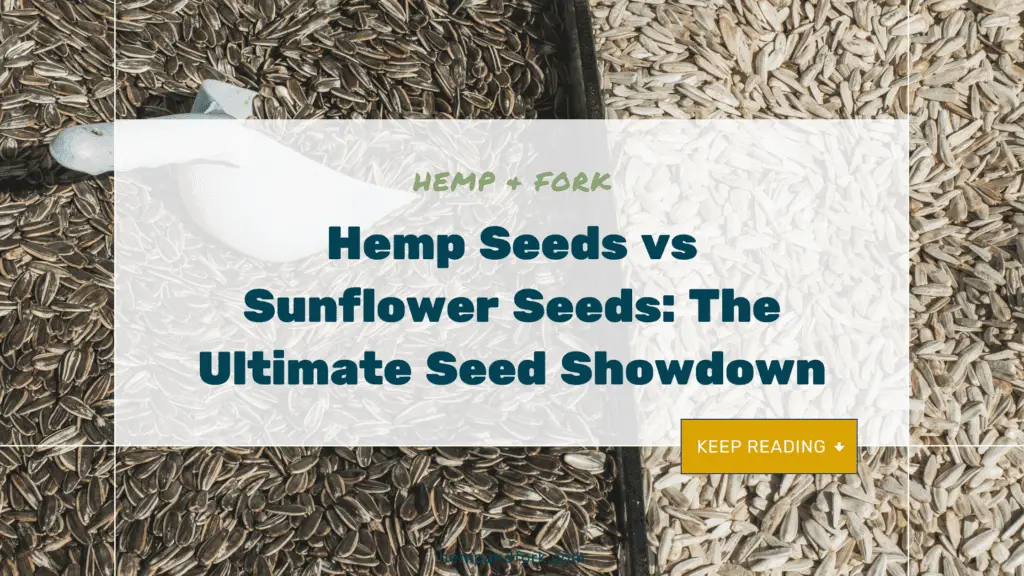 Hemp seeds and sunflower seeds showcase.